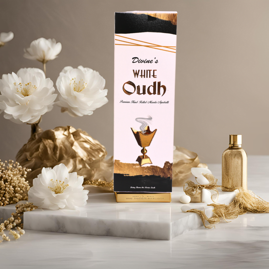 Divine's white oudh Luxury Masala Handrolled agarbatii
